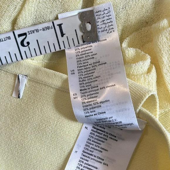 NEW SANDRO Ruffled Bandeau Top Pastel Yellow Pearl Detail | size 1 / S - Picture 7 of 10